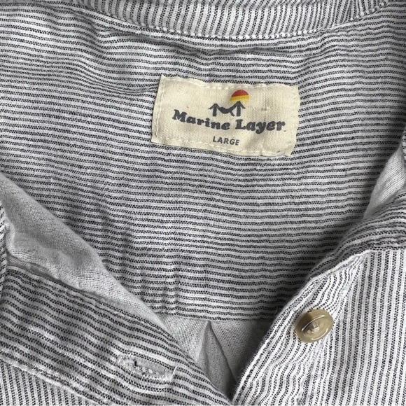 Marine Layer Stripe Quarter Button Up Long Sleeve L - Picture 6 of 6
